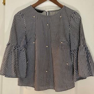 Striped Bell Sleeve Top Zara